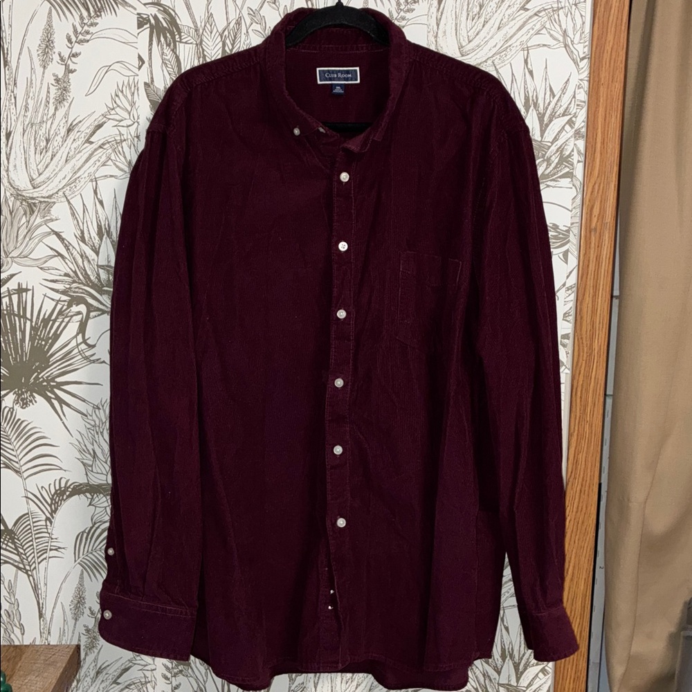 Club room XXL Deep Burgundy Corduroy Shirt Button Down Fall